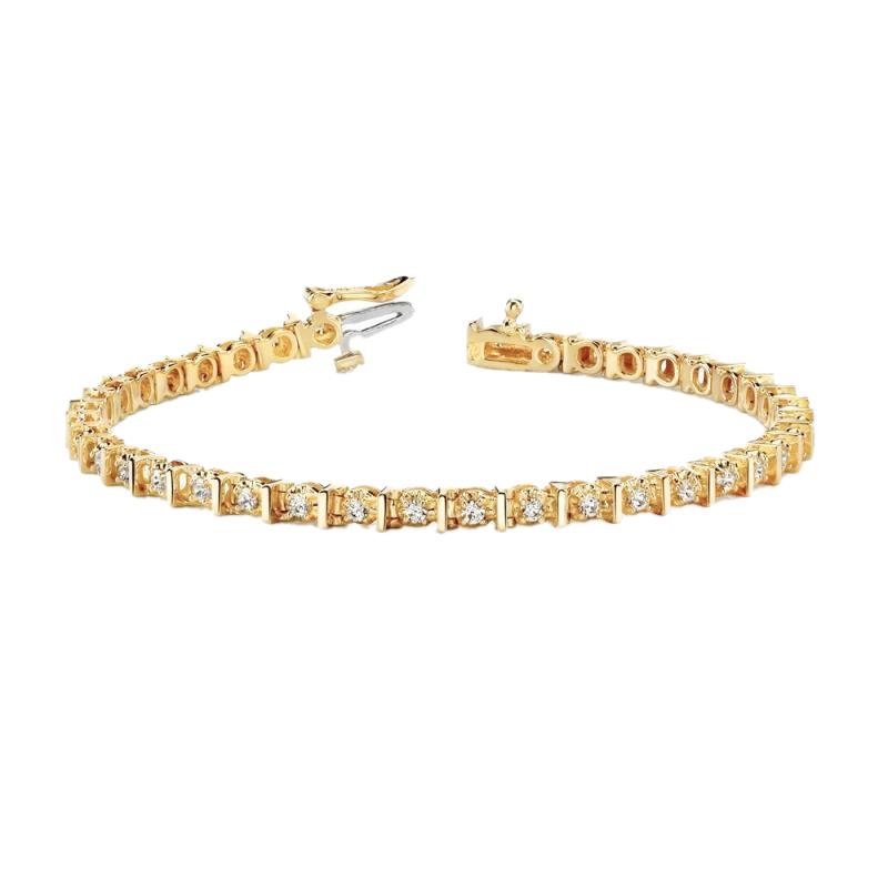 Yellow Gold 14K Real Diamonds Basic Tennis Bracelet 2 Carats