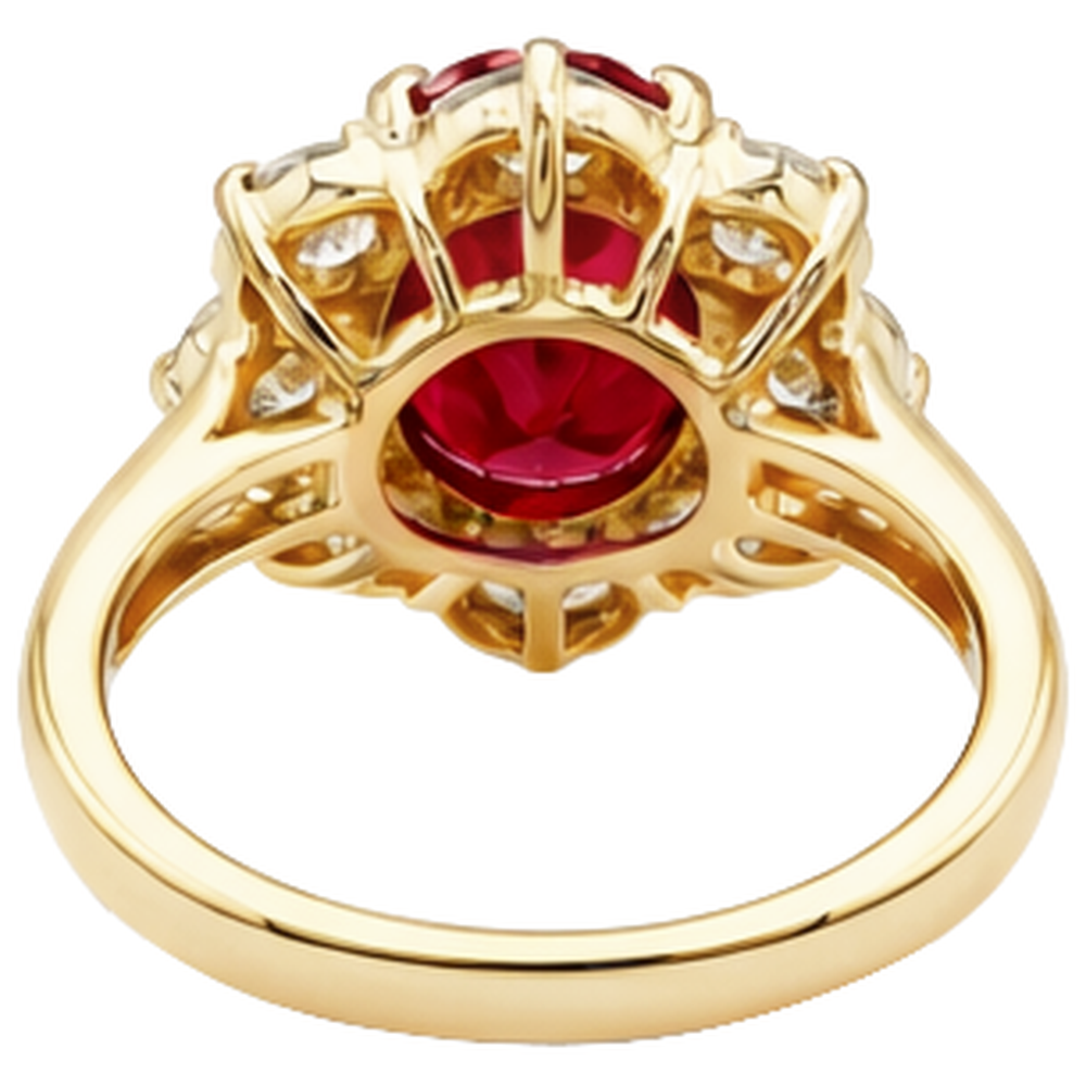 Yellow Gold 14K Red Ruby Natural Earth Mined Diamond Wedding Ring Jewellery 4 Carats