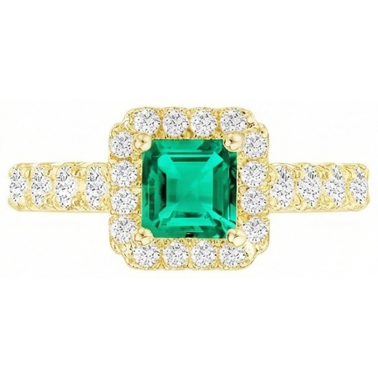 Natural Fine Emerald Gemstone Ring – front view