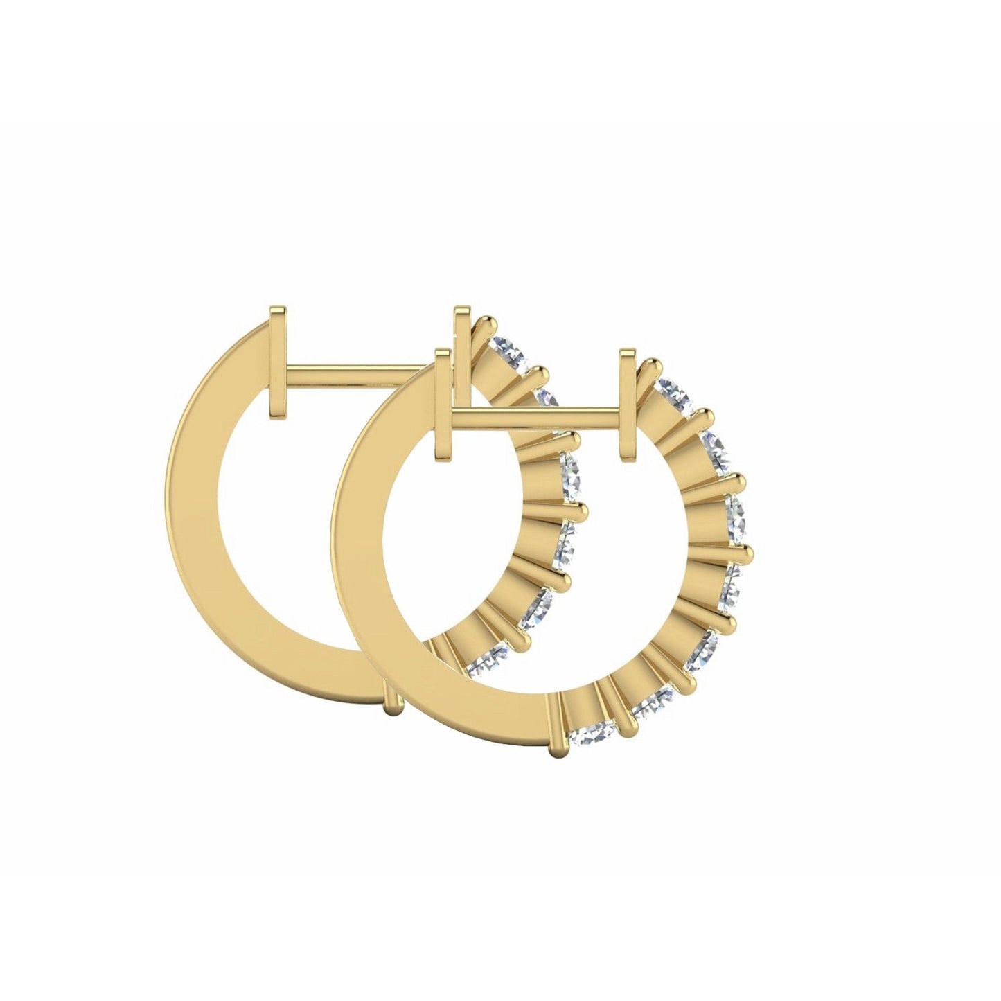 Hoop Earrings Round Real Diamonds Prong 0.75 Inches 2.10 Carats