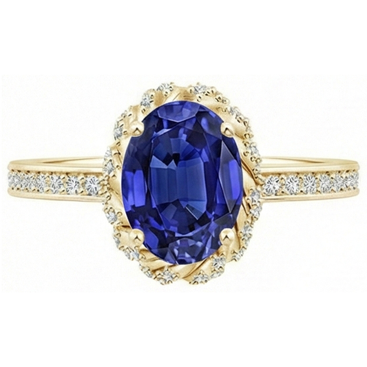 natural round sapphire 5.50ct ring side angle