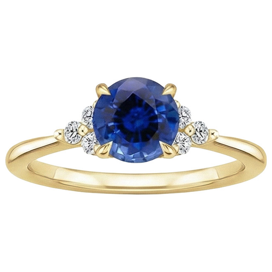 natural round sapphire 2.50ct ring close up detail