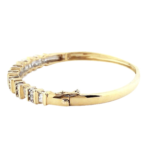 Yellow Gold Real Diamond Bangle 6 Carats Women Jewelry New