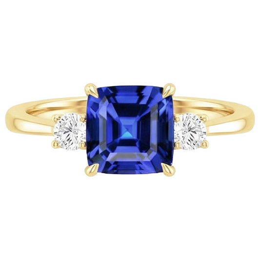 natural round sapphire 2.75ct ring close up detail