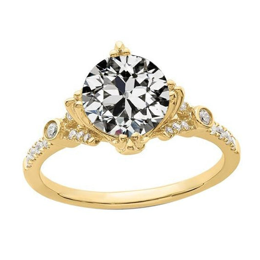 natural round diamond 3.50ct ring front view