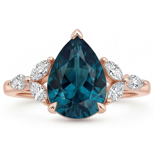 Natural Alexandrite 3-Stone Ring – front view