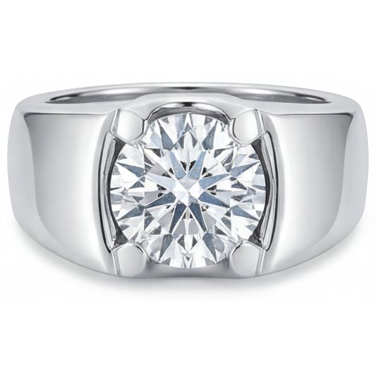 Premium Brilliant Diamond Mens Ring 2 ct – front view