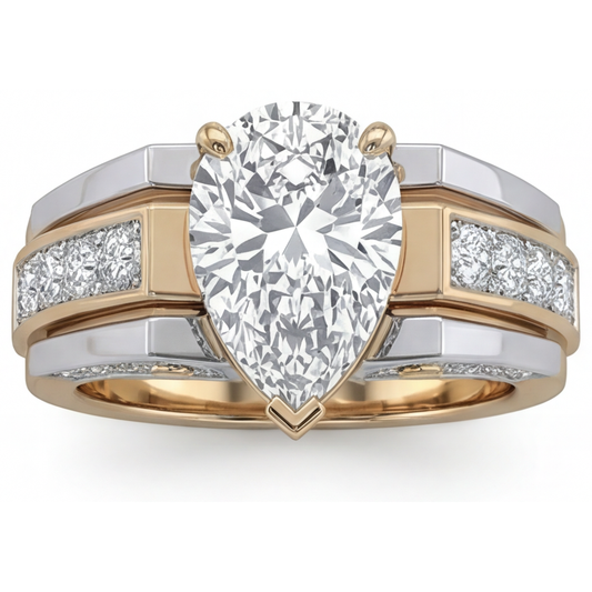 Real Brilliant Diamond Solitaire with Side Stones – side view