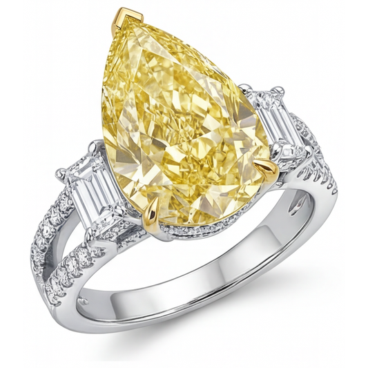Refined Canary Yellow Diamond 3-Stone Ring 4 ct – main view