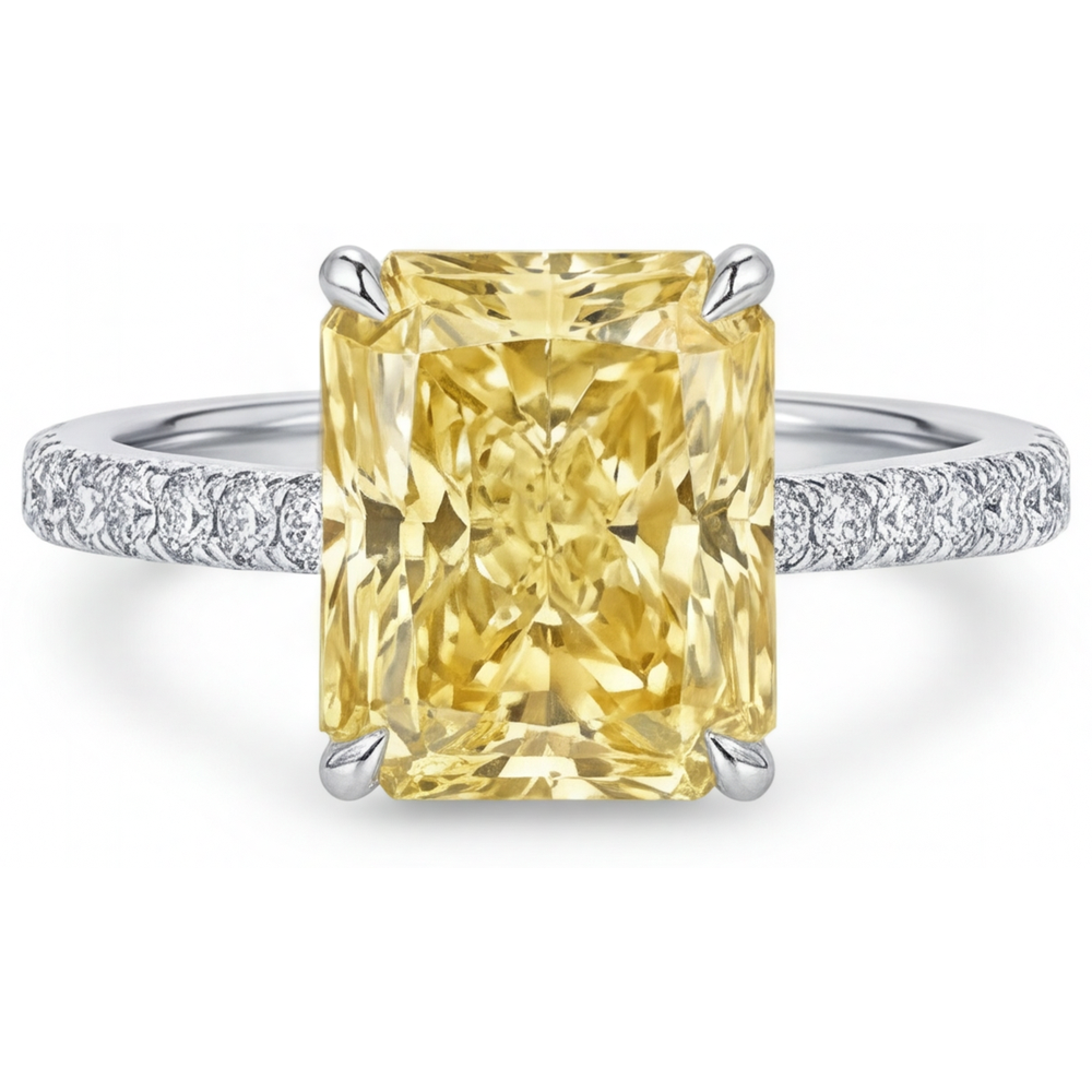 Canary Yellow Diamond Radiant Fine Jewelry Ring in 14K White Gold – main view