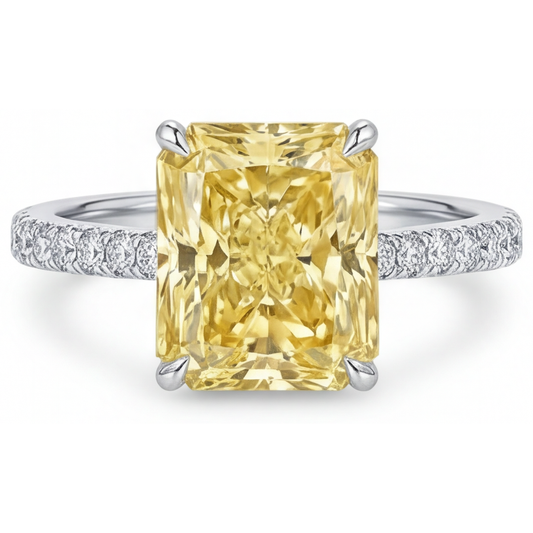 Canary Yellow Diamond Radiant Fine Jewelry Ring in 14K White Gold – main view