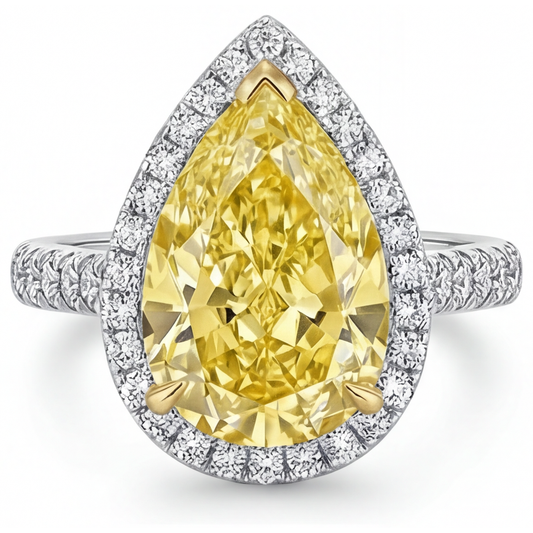 Canary Yellow Diamond Fine Jewelry Ring 3.50-ct 14K Two Tone Gold – front view