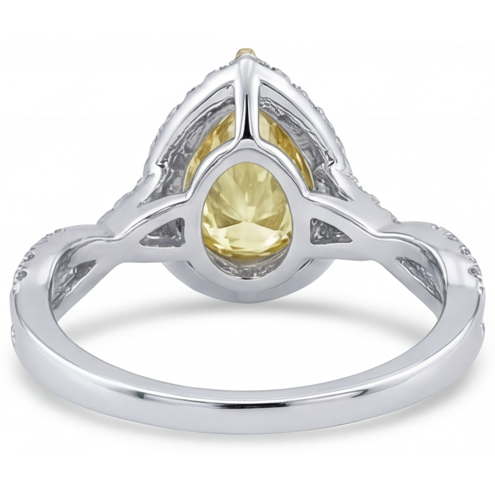 Luxurious Canary Yellow Diamond Halo Engagement Ring 1.50 ct – top view
