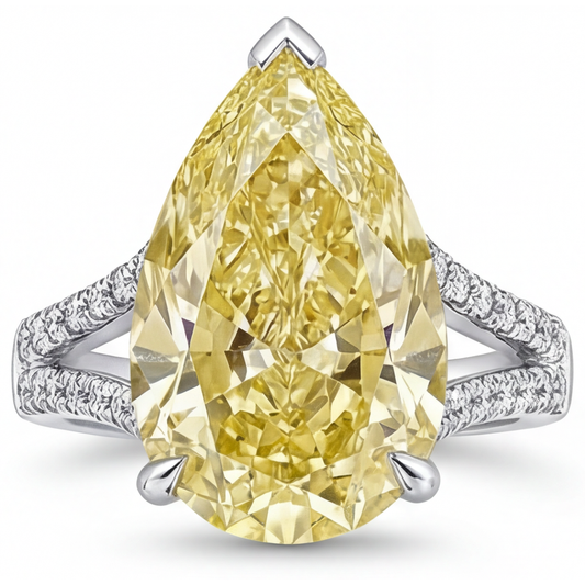 Ring 14K White Gold with Canary Yellow Diamond – front view