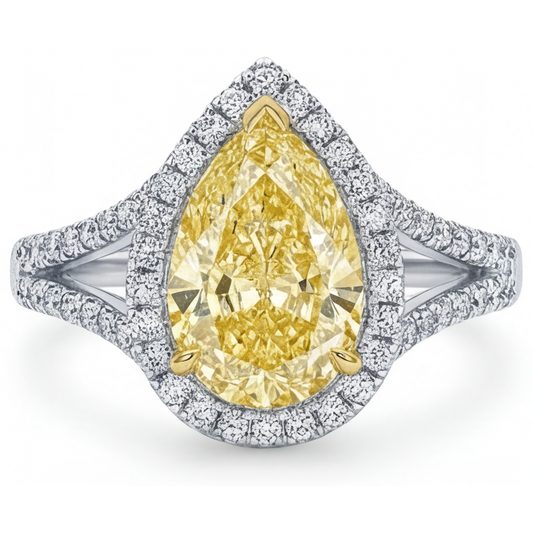 Statement Ring Two-Tone 14K Gold with Canary Yellow Diamond – main view