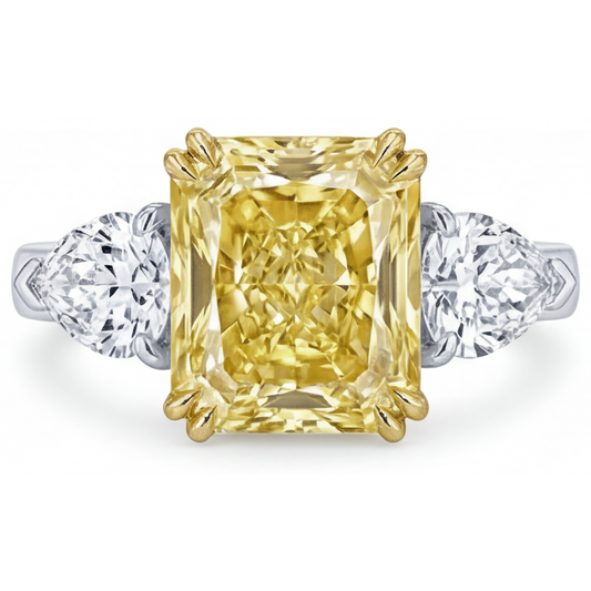 Canary Yellow Diamond Trilogy Ring 2-ct 14K Two Tone Gold – main view