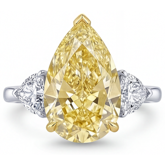 Trilogy Ring 14K Two Tone Gold with Canary Yellow Diamond – front view