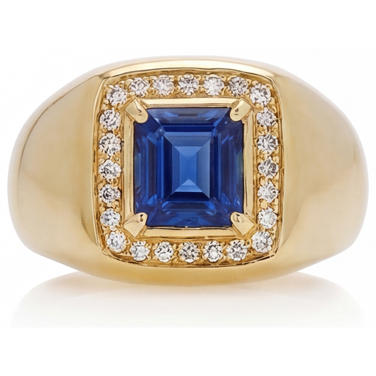 Earth-Mined Cornflower Blue Sapphire Precious Stone Ring – main view