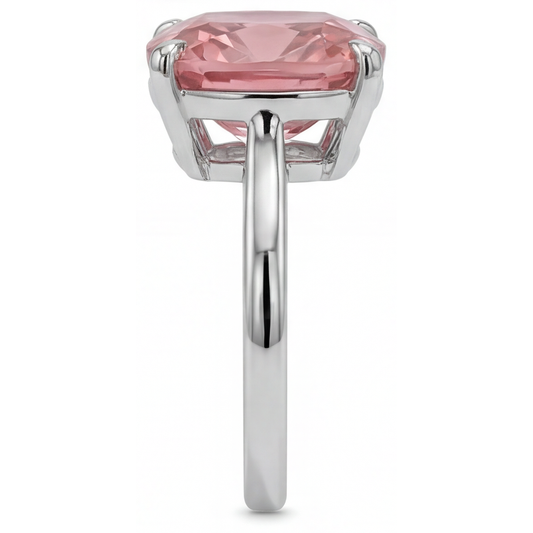 Peach Sapphire Engagement Ring 3 Carat Real Cushion Padparadscha Solitaire Cathedral 14K White Gold