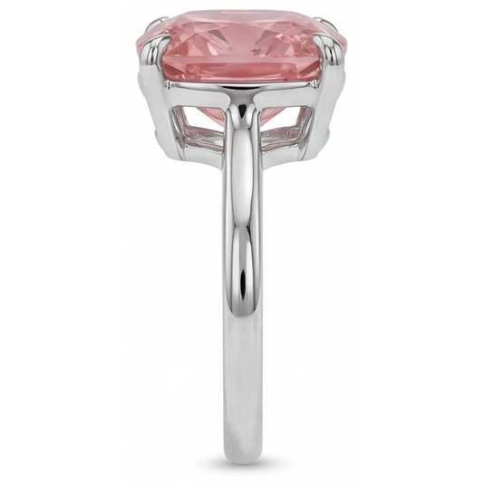 Padparadscha Sapphire Engagement Ring 3 Carat Natural Cushion Solitaire Plain 14K White Gold