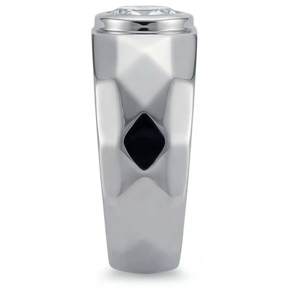 Diamond Round Cut Mens Ring in 14K White Gold – profile view