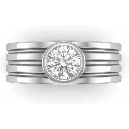 Mens Ring 14K White Gold with Diamond – main view