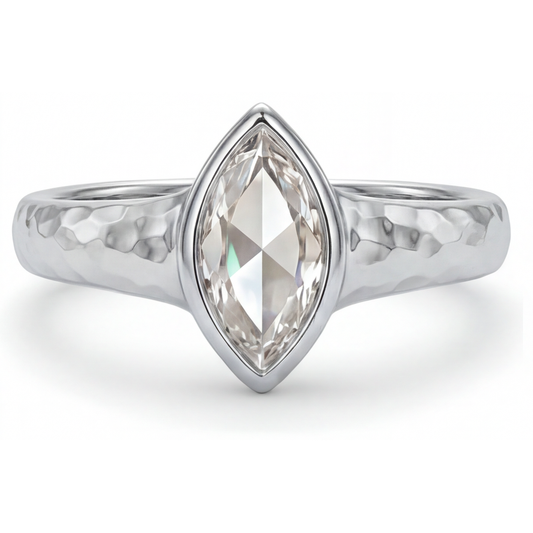 Diamond Marquise Cut Solitaire Ring in 14K White Gold – front view