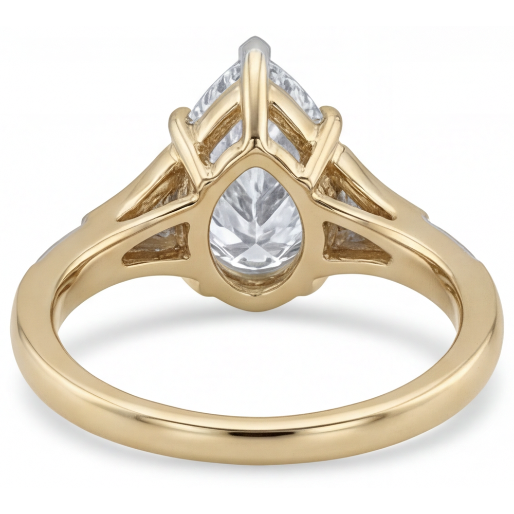 Handcrafted Solitaire Ring with Accents 2 ct – top view
