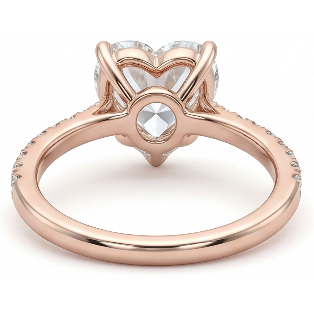 Diamond Solitaire with Side Stones 2-ct 14K Rose Gold – back view