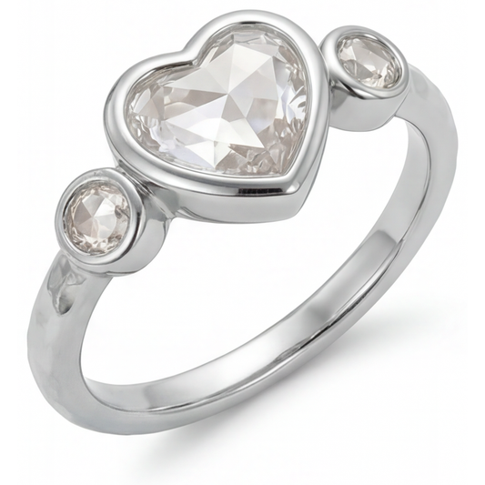 Earth-Mined Diamond Three Stone Ring 2 ct 14K White Gold – front view