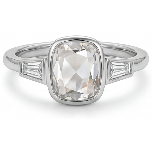 Handcrafted Diamond Three Stone Ring 3 ct – main view