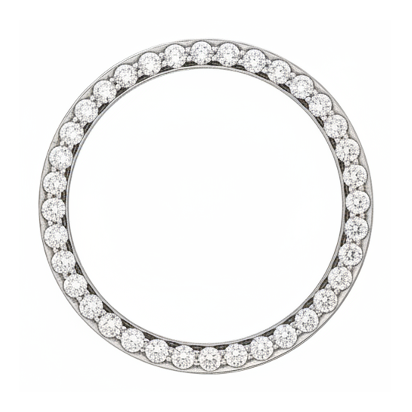 Diamond Watch Bezel 2 Carat 28 mm To Fit Rolex Datejust Natural 14K White Gold Round Pave