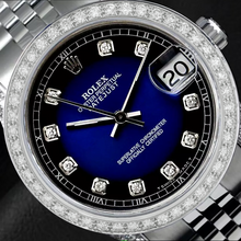 Dj Watch Custom Blue Diamond Dial Bezel Rolex Jubilee Bracelet Ss QUICK SET