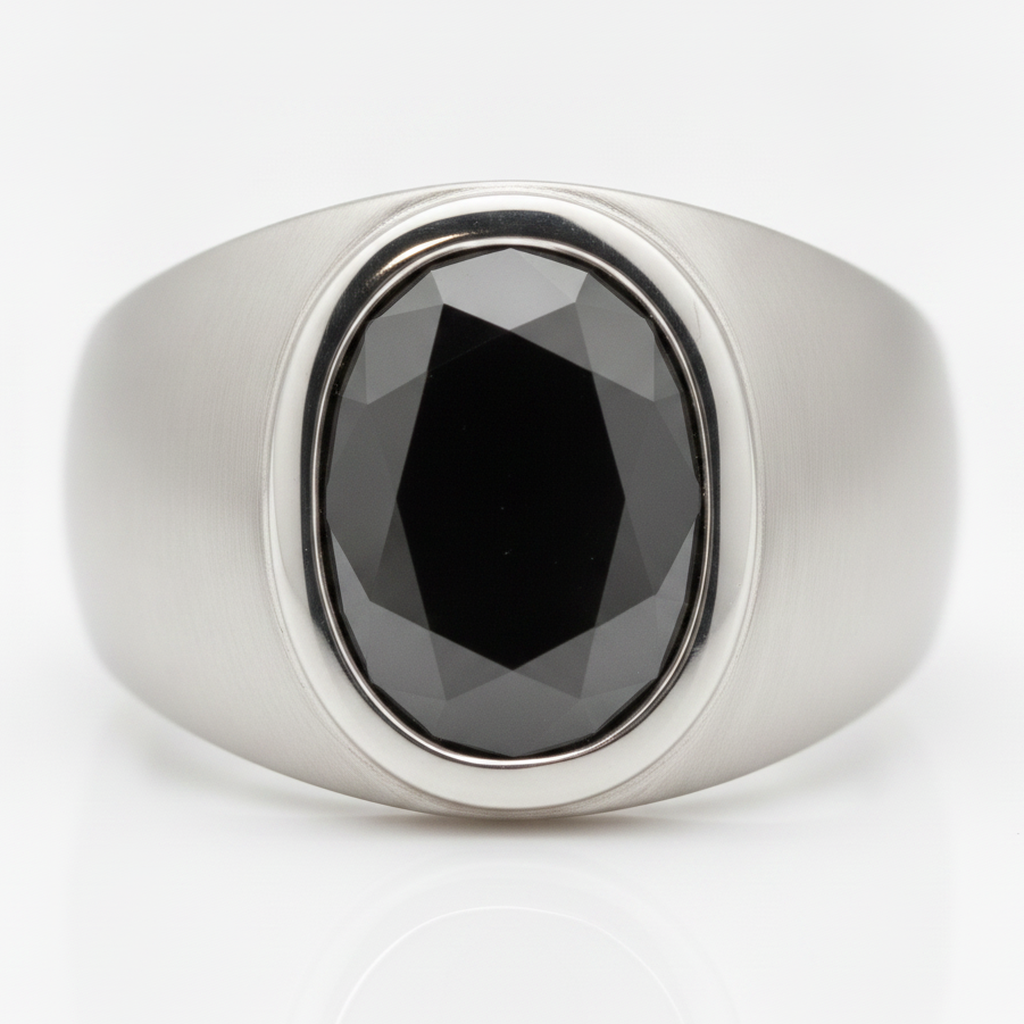 Black Diamond Engagement Ring 3.79 Carat Real Oval Fancy Bezel Platinum