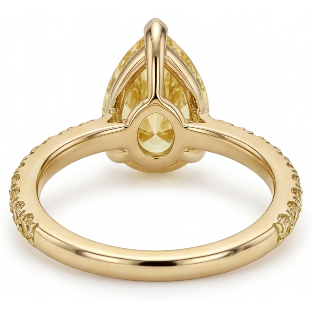 Authentic Fancy Yellow Diamond Fine Jewelry Ring 3 ct 14K Yellow Gold – top view