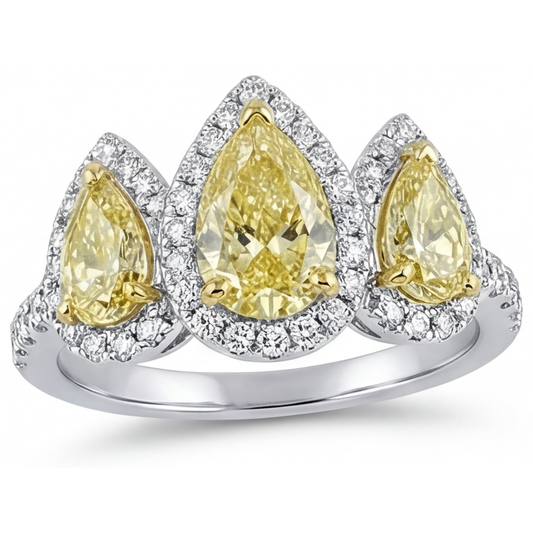 Radiant Fancy Yellow Diamond Ring 1.5 ct – front view
