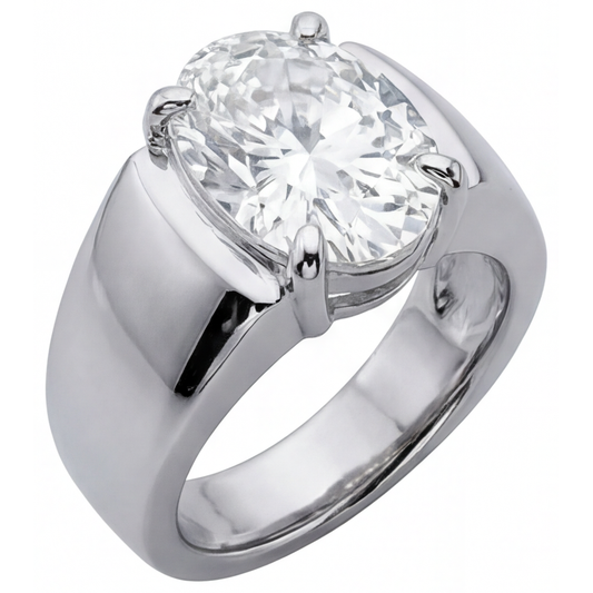 Fine Diamond Oval Gentleman's Ring in 14K White Gold – main view