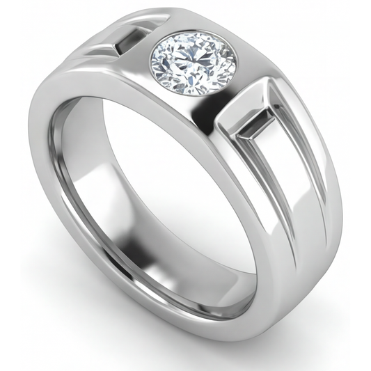 Fine Diamond Men's Ring 2-ct 14K White Gold – front view