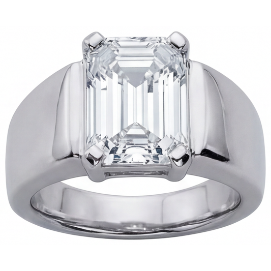 Men's Ring 14K White Gold with Fine Diamond – front view