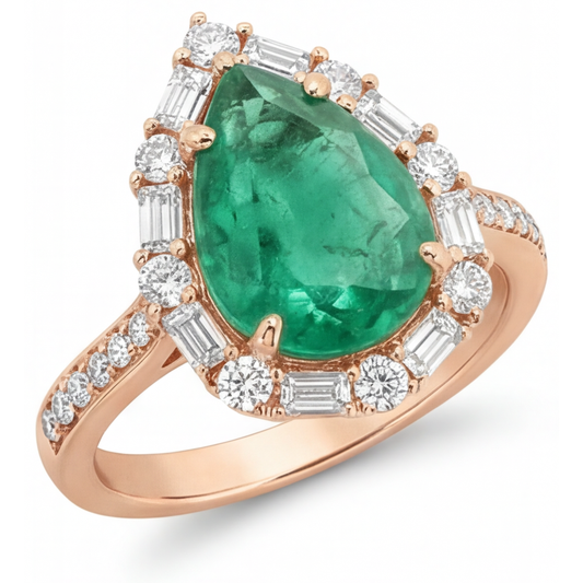 Custom Fine Emerald Halo Setting Ring 5 ct – main view