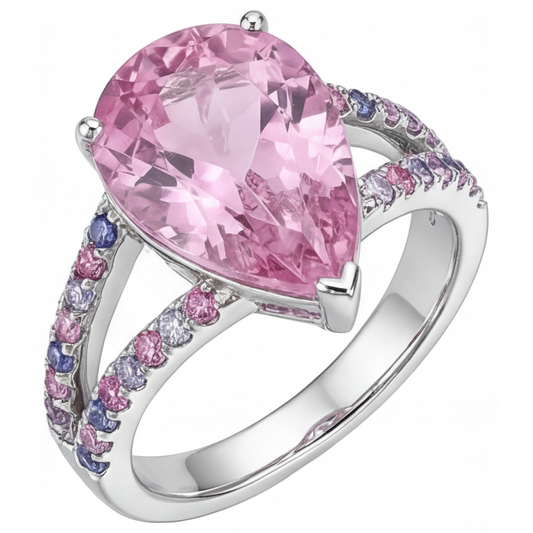 Kunzite Accent Solitaire Ring 12-ct 14 Karat White Gold – main view