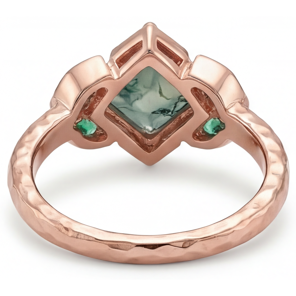 Custom Moss Agate Gemstone Ring 2.50 ct – top view