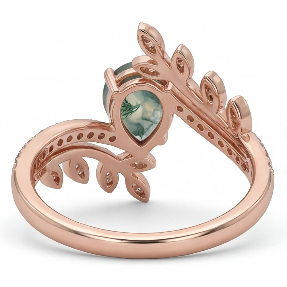 Natural Moss Agate Precious Stone Ring – top view