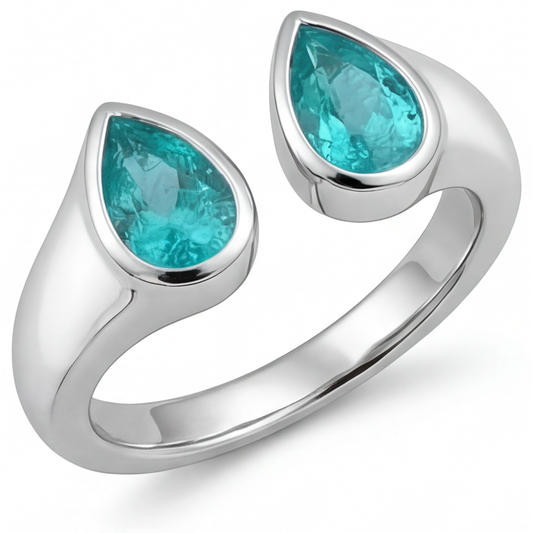 Elegant Neon Paraiba Colored Stone Ring 1 ct – front view