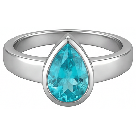 Real Neon Paraiba Gemstone Ring – main view