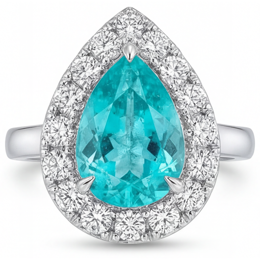 Halo Ring 14K White Gold with Neon Paraiba – main view