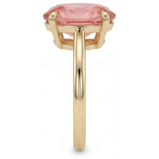 Peach Sapphire Jewelry 2.5 Carat Genuine Oval Padparadscha Solitaire Ring 14K Yellow Gold