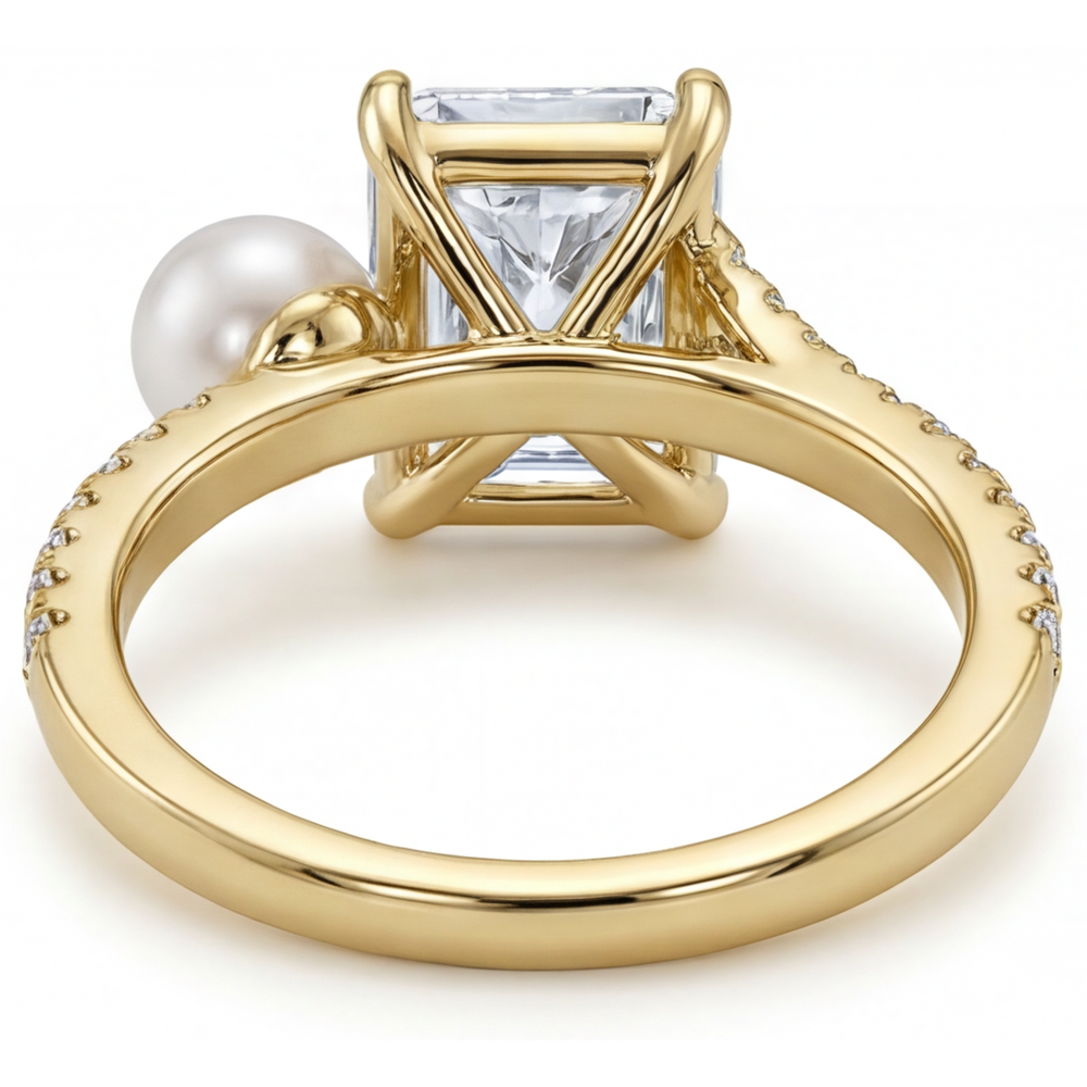 Authentic Pearl Accent Solitaire Ring – profile view