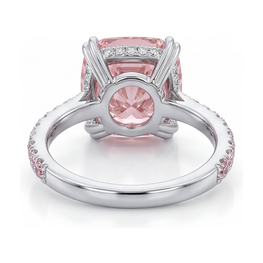 Pink Diamond Anniversary Ring 4.4 Carat Cushion