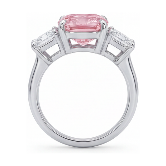 Pink Diamond Anniversary Ring 4.5 Carat Cushion